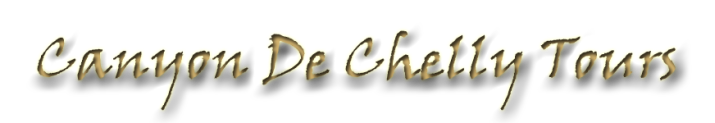 Text 'Canyon De Chelly Tours' in stylized, shadowed font.